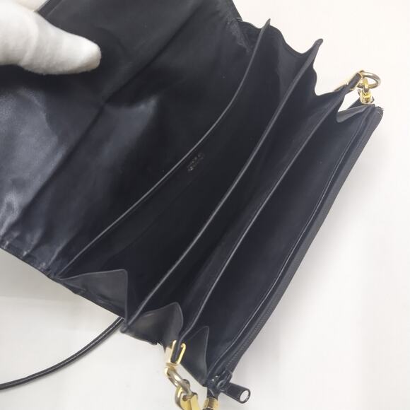 HCL Black Leather Pushlock Flap Closure Small Crossbody Bag - Vintage - Picture 10 of 16